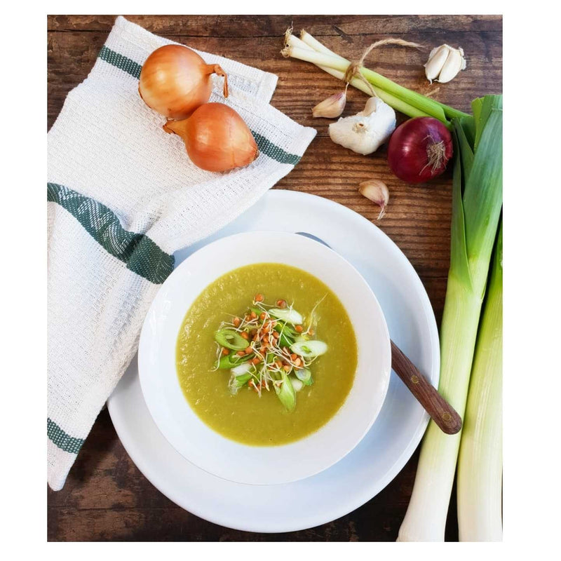 Leek & Potato Soup with Sprouted Lentils
